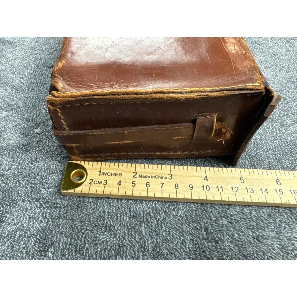 Vintage‎ Coronet Brown Leather Camera Case Antique Hard Shell Bag Brass Lock